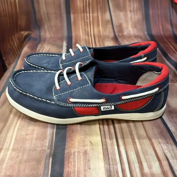 Ryka Boat Shoe Red White Blue Size 9W - Picture 5 of 6